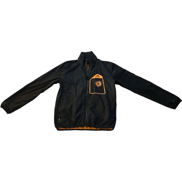 Chelsea FC Adidas Black Jacket Jogger Size: Small w/ Orange Accents - Picture 2 of 7